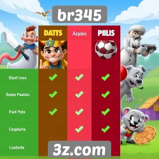 Comparação de jogos populares disponíveis no br345